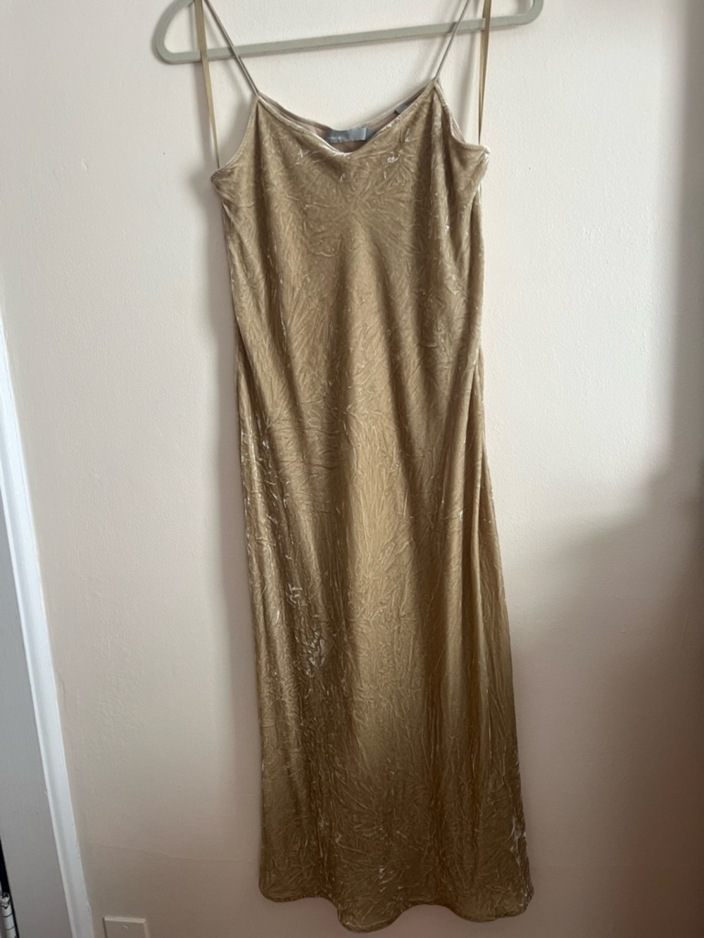 Vince Champagne Crushed Velvet Slip Maxi Dress